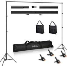 Lidlife Backdrop Stand 6.5 x 10ft Adjustable Photography Background Support System Kit