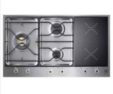 Bertazzoni Professional 36 Inch Segmented Gas/Induction Cooktop with 2 Induction Zones, 3 Sealed Gas