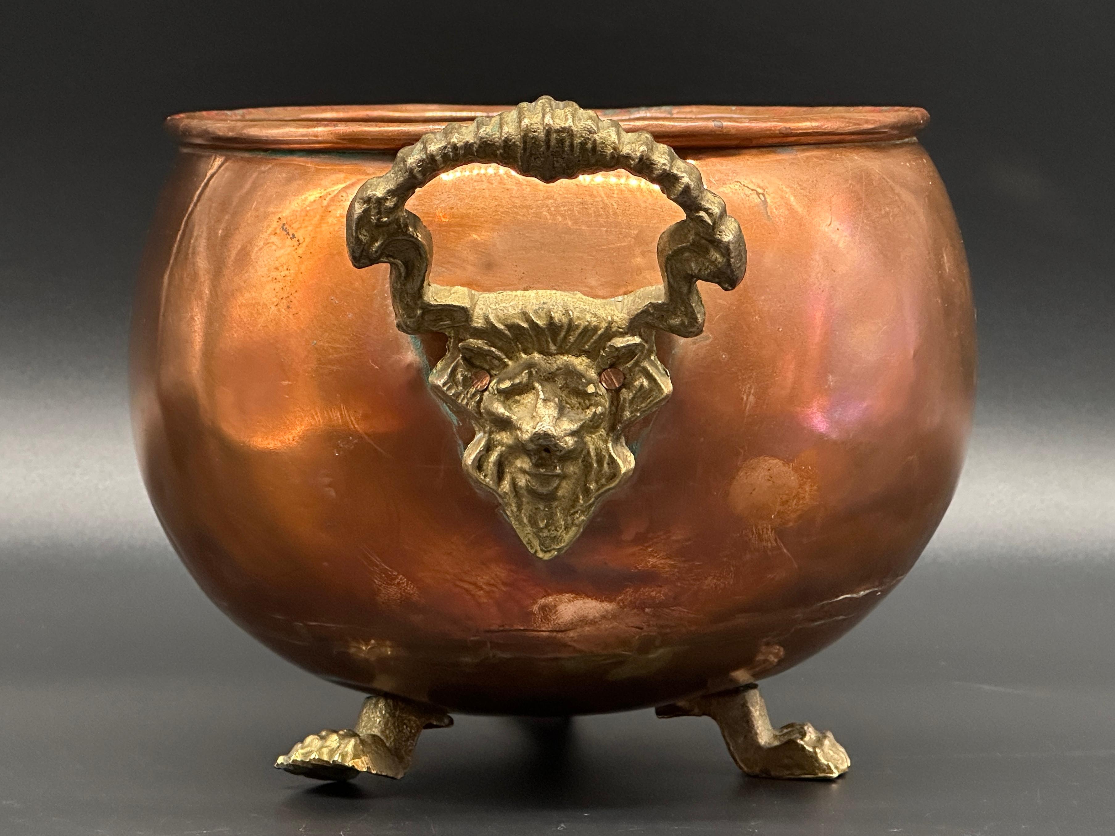 Double Handle Footed Copper Pot