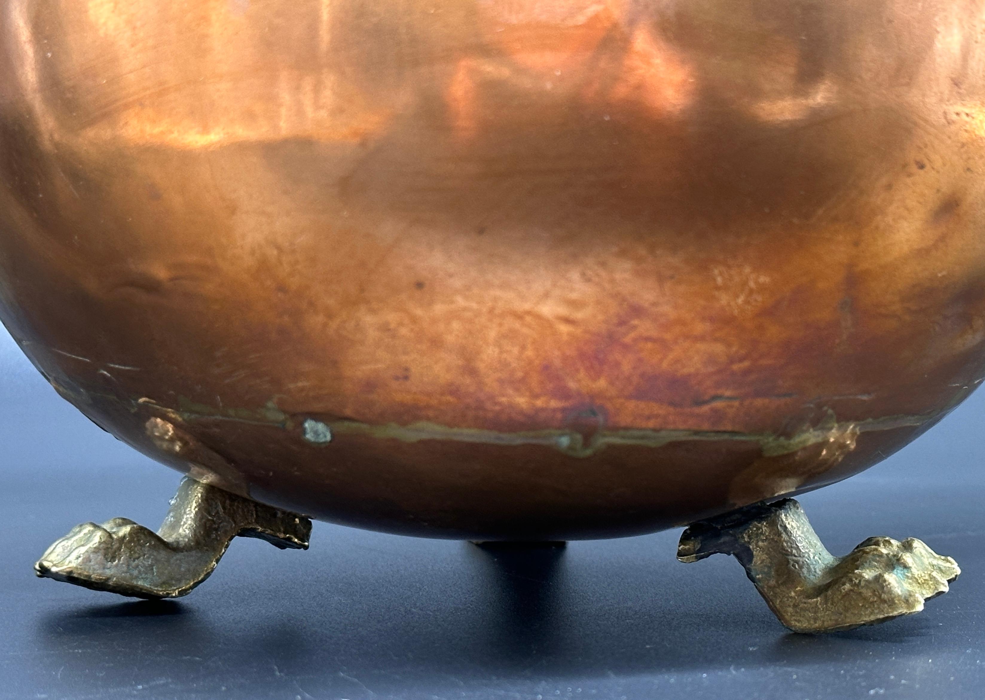 Double Handle Footed Copper Pot