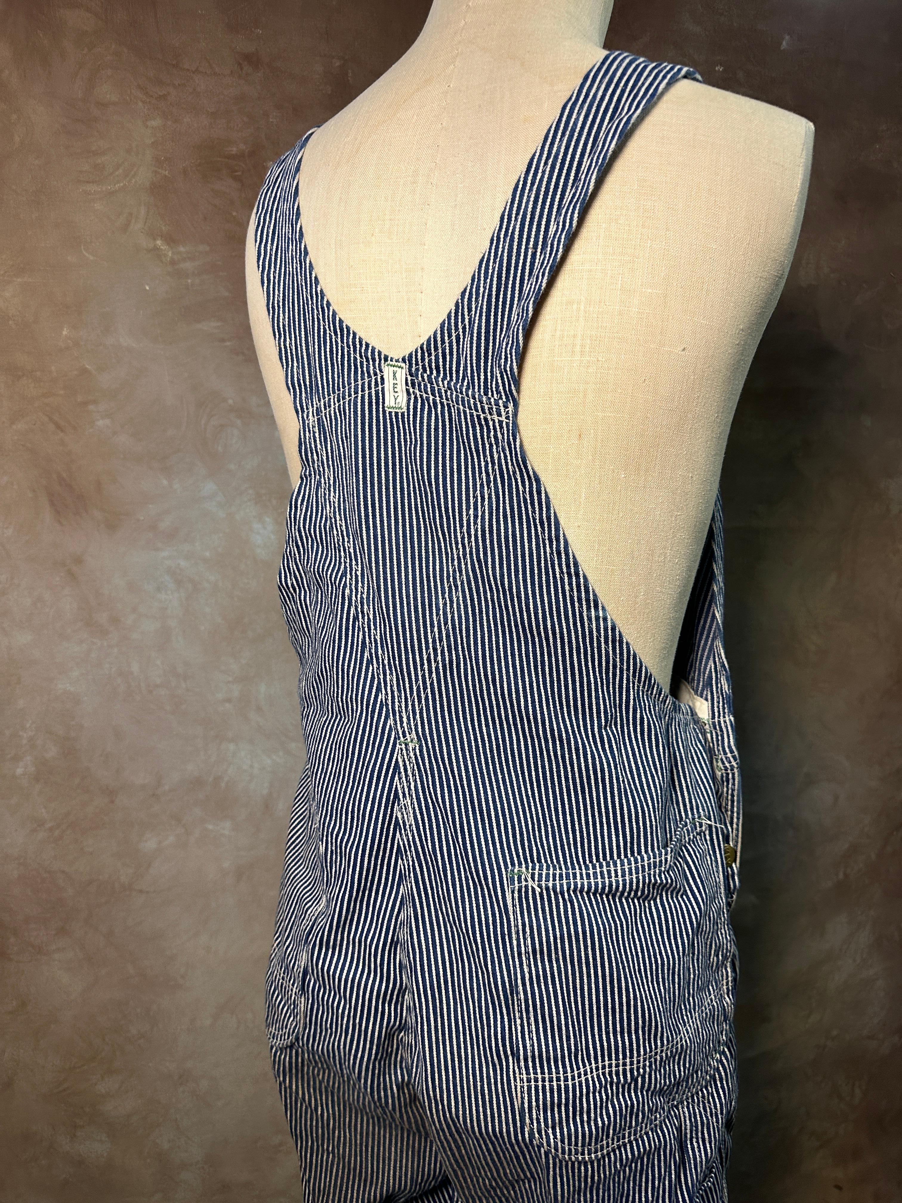 Vintage Key Imperial Railroad Striped Overalls