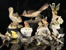 Collection of Bird Figurines and Trinket Boxes