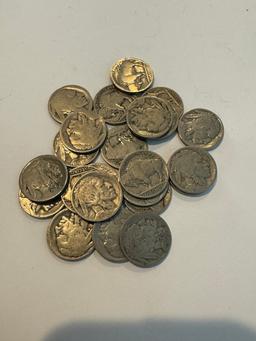 23 PCS OF US BUFFALO NICKEL INDIAN HEAD - FIVE CENT COINS