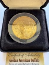 2006 $50 AMERICAN GOLD PLATED BUFFALO INDIAN HEAD COIN - CERTIFICATE IN BOX