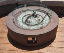 Outdoor Gas Firepit with End Table which covers propane tank