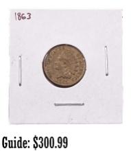 1863 Indian Head ABOUT UNCRICULATED