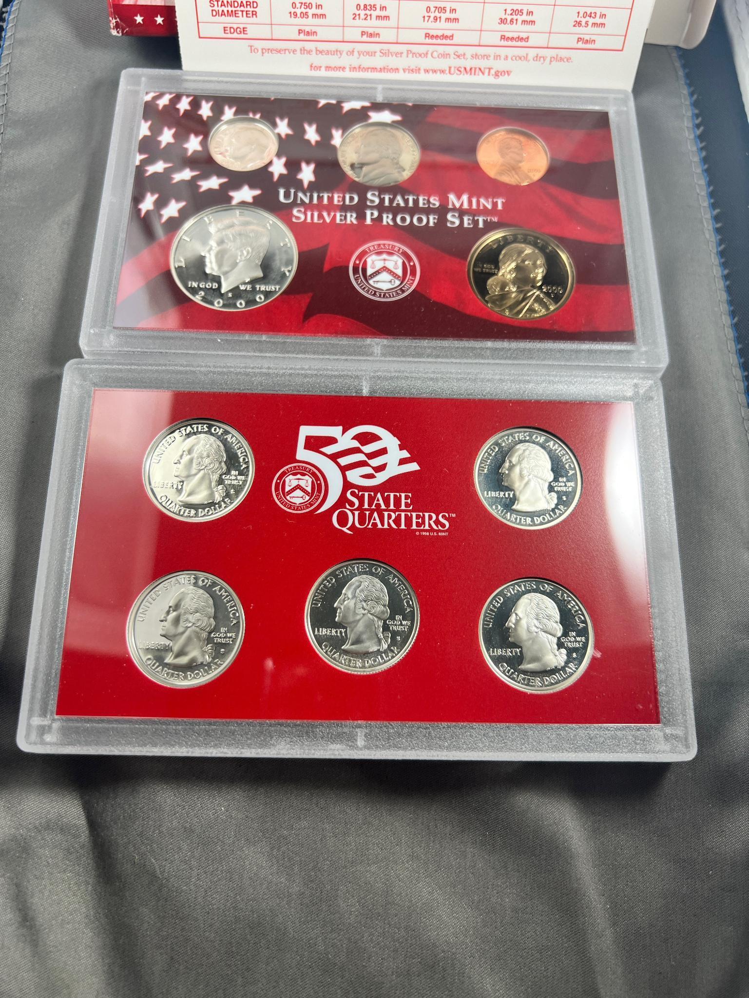SILVER 2000-S Complete Proof Set w/ silver statehood quarters included