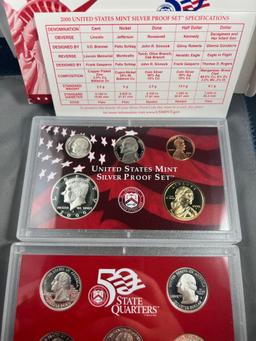 SILVER 2000-S Complete Proof Set w/ silver statehood quarters included