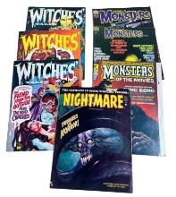 Witches Tales, Famous Monsters, Monster's of the Movies and Nightmare vintage magazines, 70's & 8...