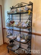 4 glass shelf with rod iron decrative shelves