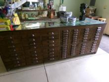 Oak Display Counter w/ over 7 drawers
