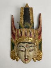 Vintage Wood Hand Carved Painted Indonesian Wood Mask