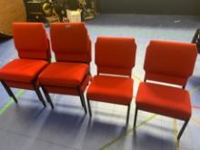RED UPHOLSTERED STACKING CHAIRS (LOCATED DAVIE, FL)
