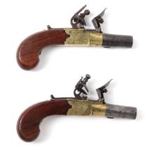 English Pair of Drop Trigger Flintlock Pistols, 1804-1820