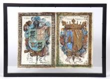 Spanish Colonial Vellum Illuminated Coat of Arms, 19th century or earlier