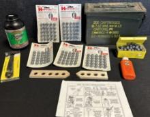 Lot 225 .535" & .54" Cal Swaged Lead Round Balls by Hornady & Speer w/ Metal Ammo Box