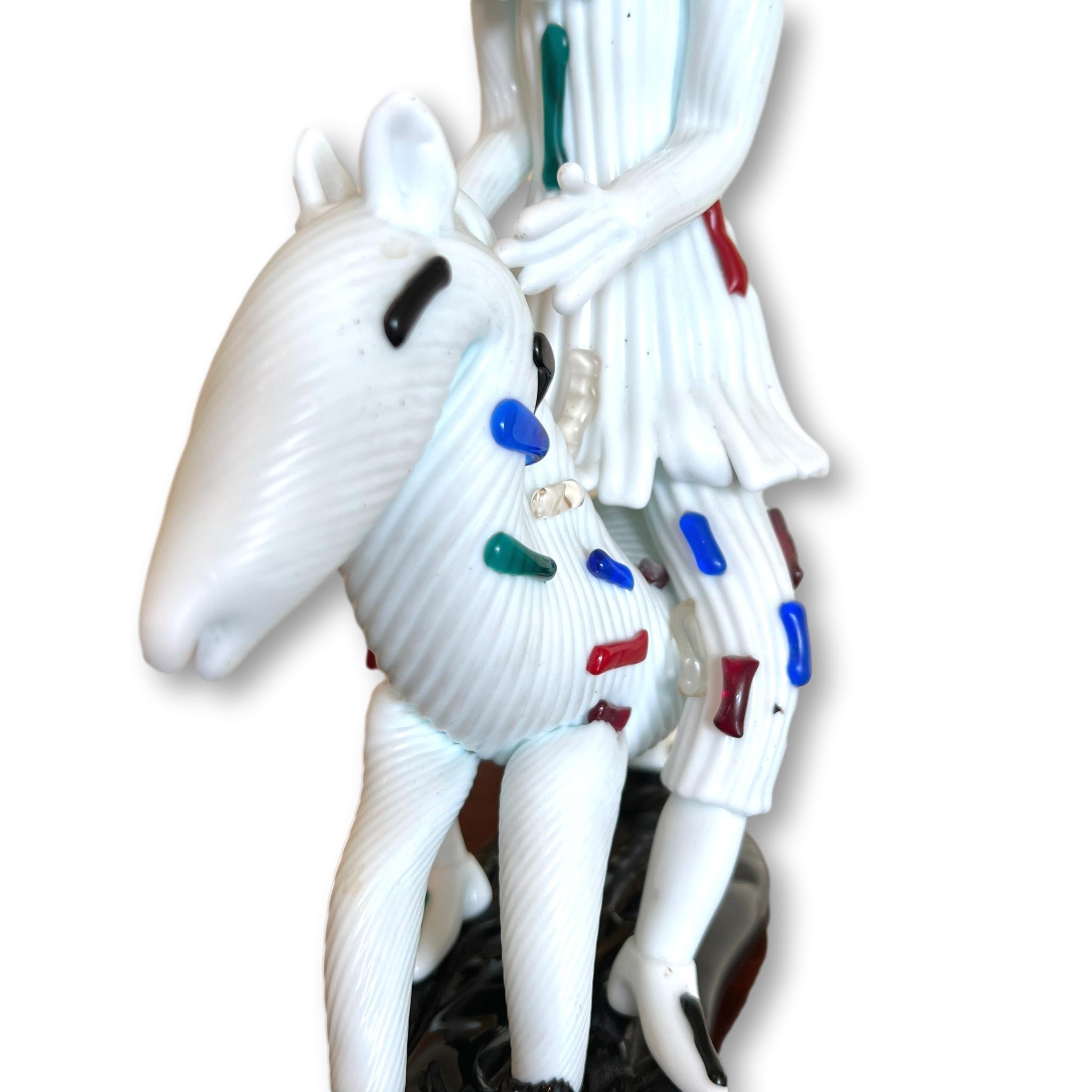 Vintage Murano Glass Figurine of Man on Horseback