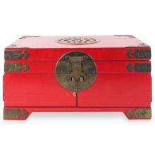 Vintage Chinese Red Lacquered Jewelry Box