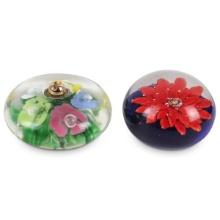 Grouping of Two Vintage Glass Paperweights
