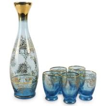 Vintage Bohemian Glass Decanter Set