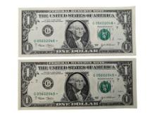 Lot of 2 - 2003 $1 Bills - Star Notes
