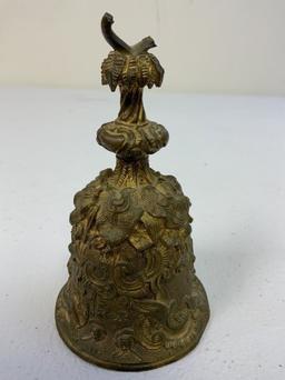ANTIQUE 19th CENTURY FRENCH DECORATED BRASS BELL