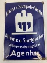 GERMANY THIRD REICH LIFE INSURANCE BANK AGENT PORCELAIN BUILDING SIGN