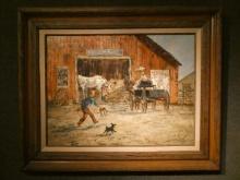 Robert Lebron On the Farm Oil Painting