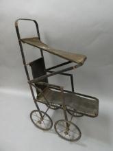 Antique Folding Metal & Fabric Doll Buggy