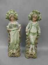 Pair Vintage Bisque Porcelain German Man & Woman Figurines