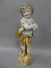 Antique German Bisque Porcelain Figurine Statue of Boy Dancing