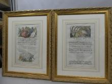 c1740 Pair George Bickham Musical Entertainer Engravings Silvia to Alexis & The Inamourd Swan
