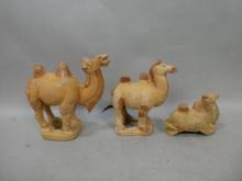 Lot 3 Chinese Tang Dynasty Bactrian Camel Clay Figures