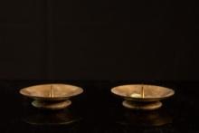 Pair of Vintage Brass Candle Trays