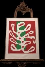 White Algae on Red and Green Background, Henri Matisse Framed Print
