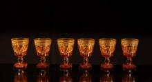 Set of 6 Small Mid-Century Colony Park Lane Amber Glass Goblets