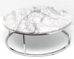 CB2 Round Coffee Table Chrome  Marble
