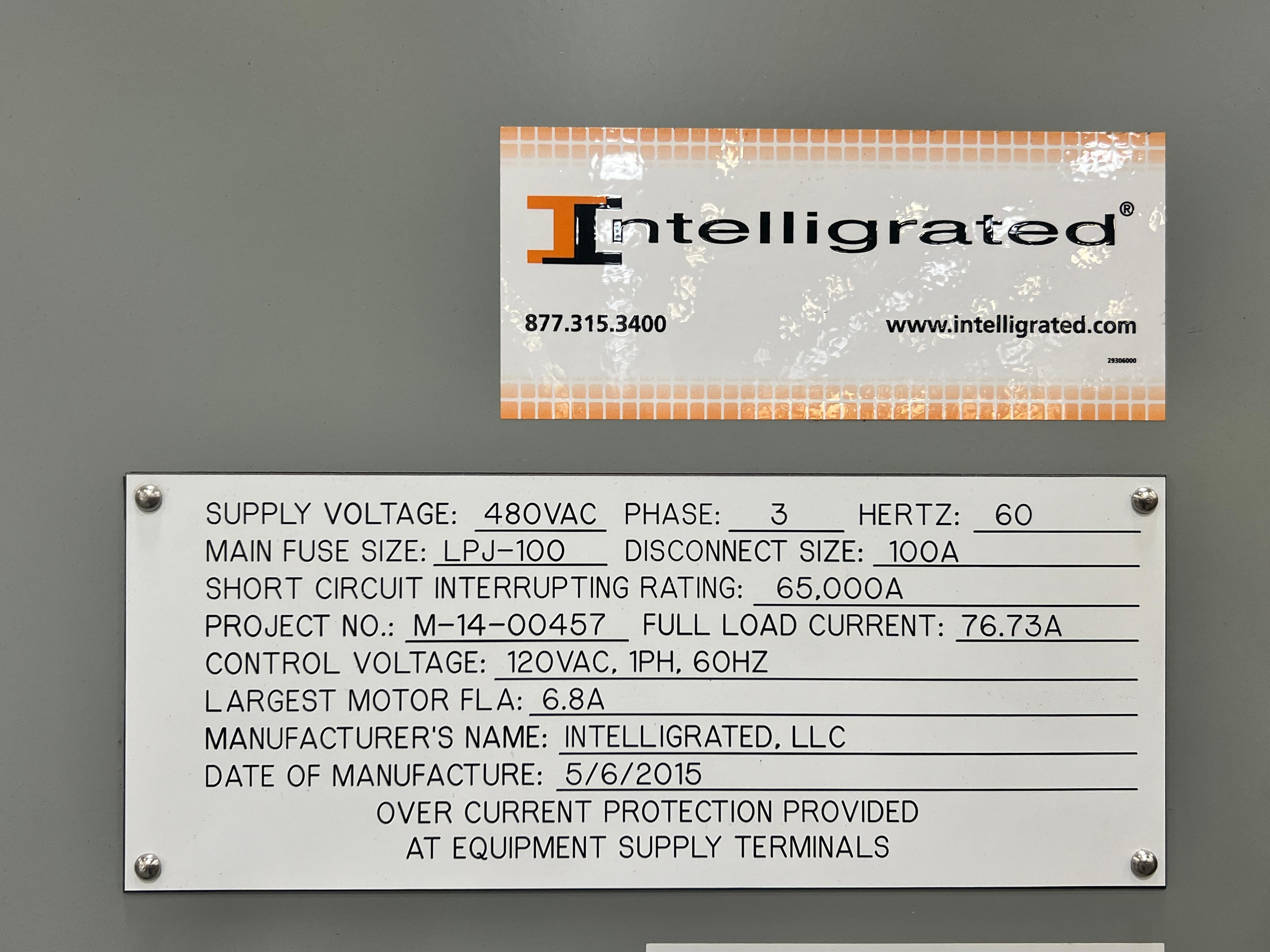 Intelligreated Control Panel 480vac, 3 Phase