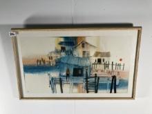 Mid Century Modern Pier Scene Print