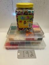 Lot of Multi-Colored Craft Perler Beads with Divided Carry Cases, Over 11,000+, Friendship Bracelet