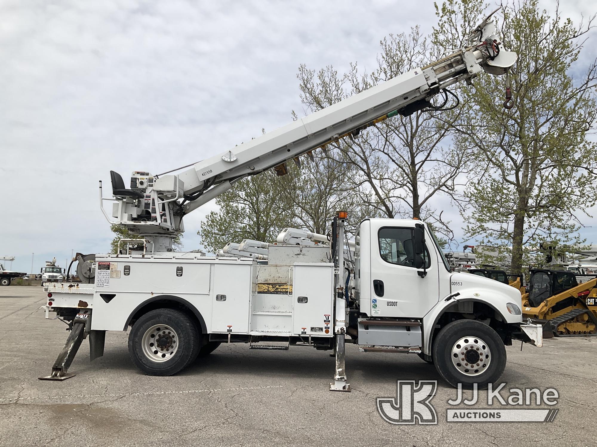 (Kansas City, MO) Altec DC47-TR, Digger Derrick rear mounted on 2013 Freightliner M2 106 4x4 Utility