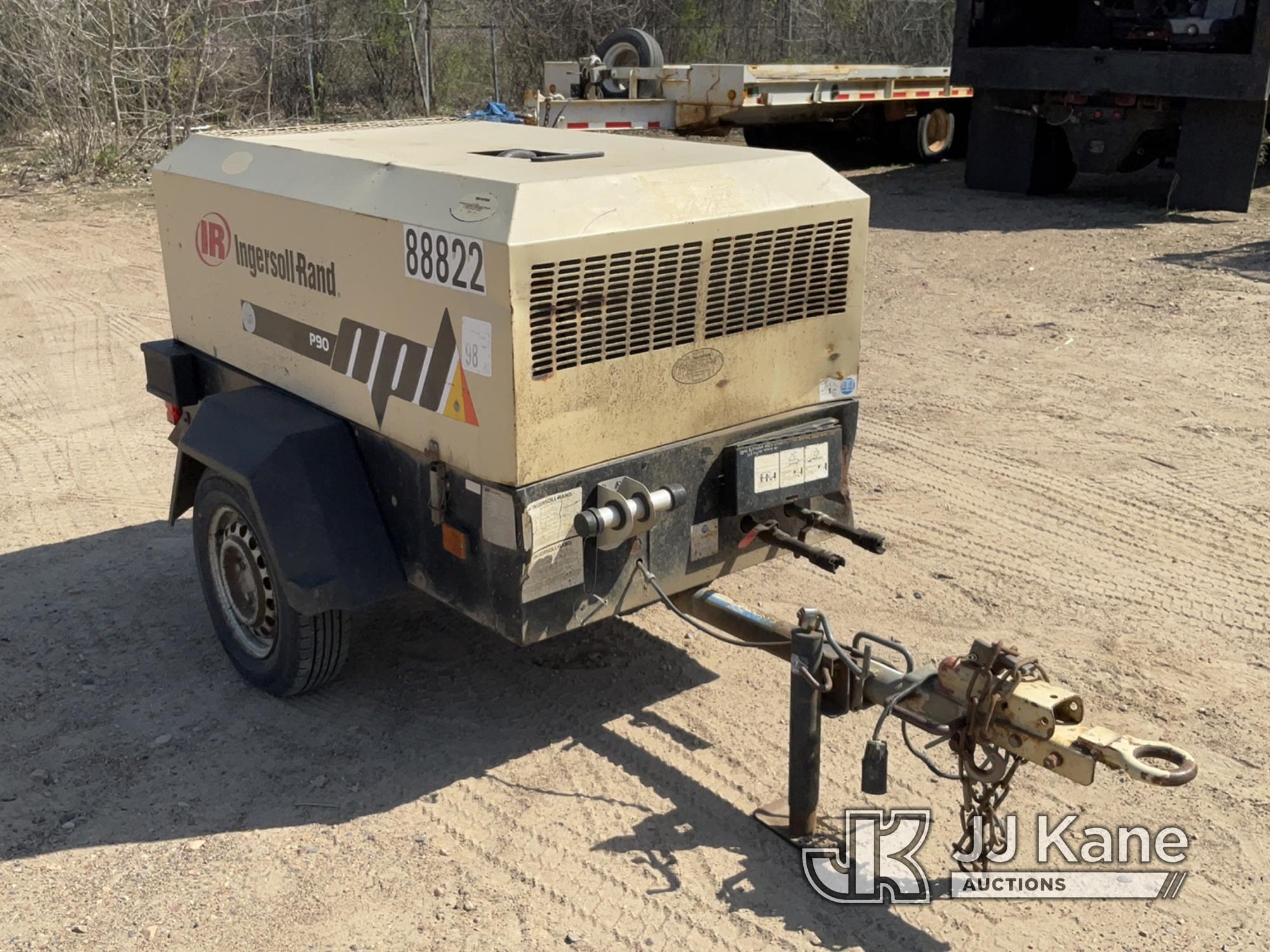 (Shakopee, MN) 2002 Ingersoll Rand P90 Portable Air Compressor, Trailer mounted No Title) (Blowing O