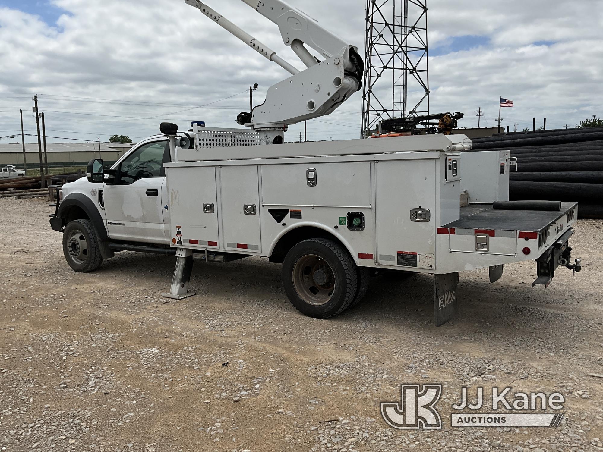 (Azle, TX) Altec AT41M, Articulating & Telescopic Material Handling Bucket Truck mounted behind cab