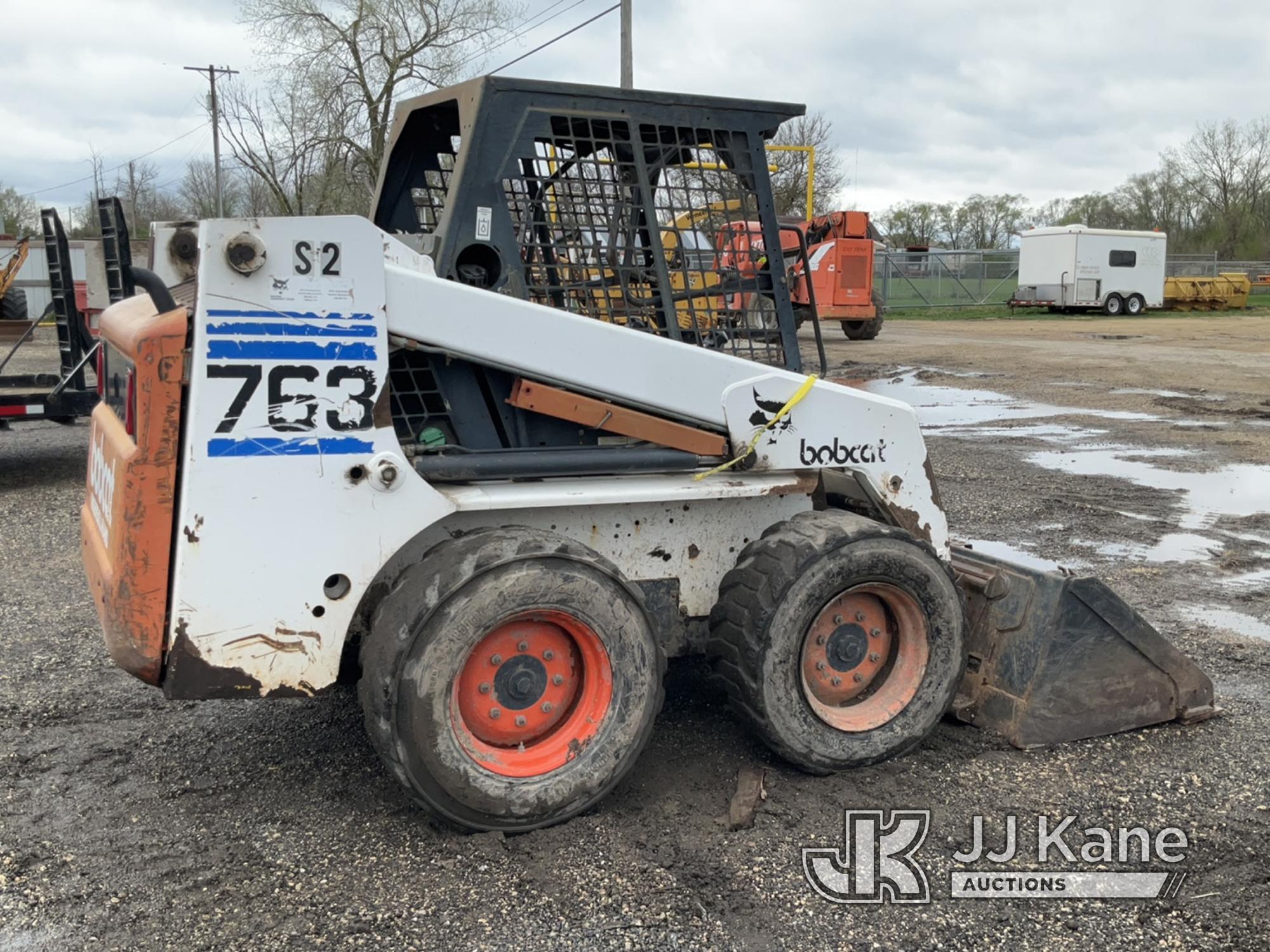 (South Beloit, IL) Bobcat 763 Skid Steer Loader Runs, Moves, Operates, Oil Leak coming from sensor-s