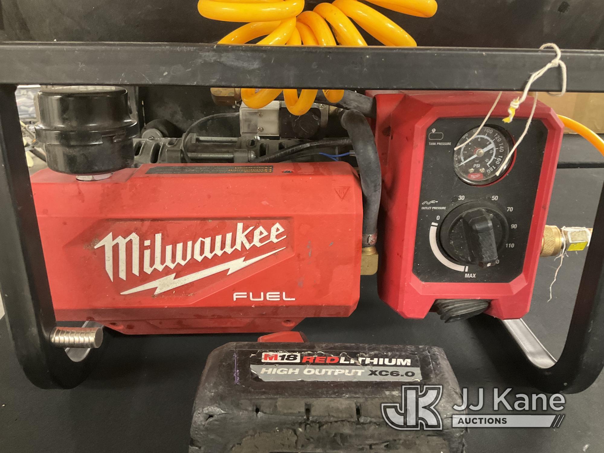 (Jurupa Valley, CA) Milwaukee Cordless Air Compressor (Used) NOTE: This unit is being sold AS IS/WHE