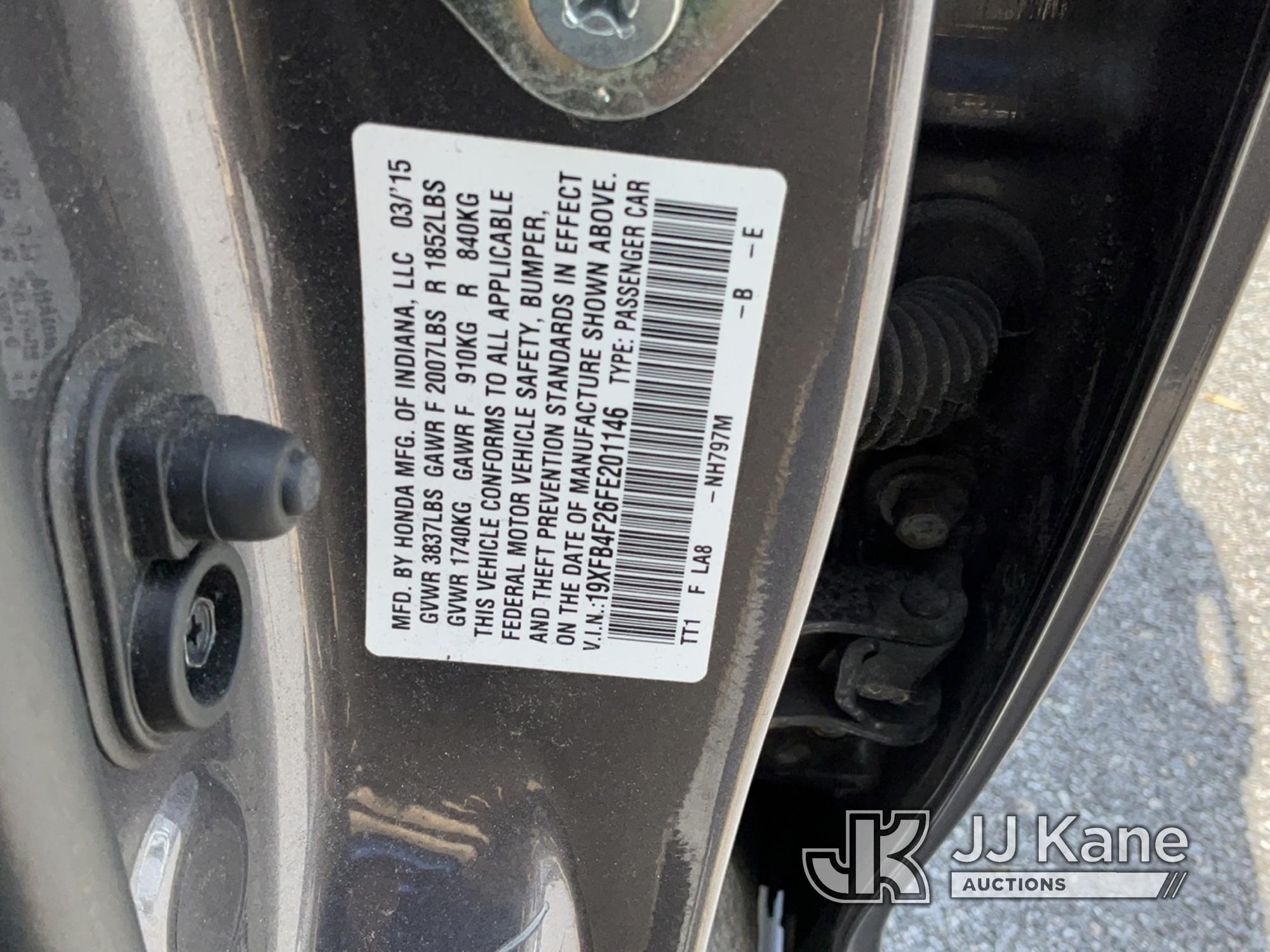(Chester Springs, PA) 2015 Honda Civic Hybrid 4-Door Sedan Did Run & Move, Out of gas, Not Running,