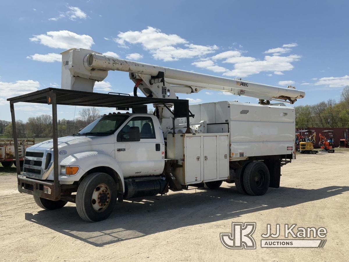 (Charlotte, MI) Altec LRV60E70, Over-Center Elevator Bucket Truck mounted behind cab on 2011 Ford F7