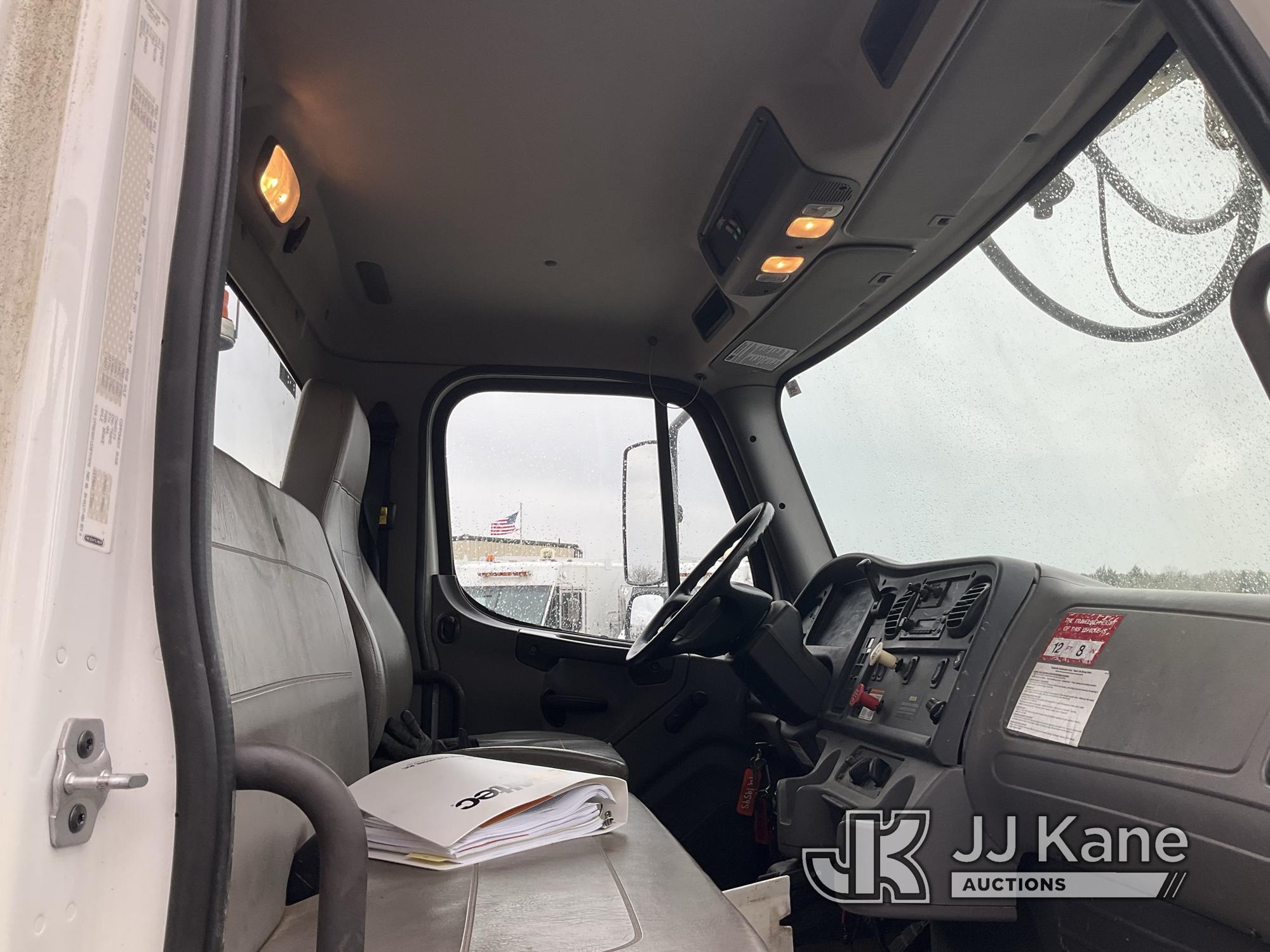 (Shrewsbury, MA) Altec DM47B-TR, Digger Derrick rear mounted on 2014 Freightliner M2106 Flatbed/Util