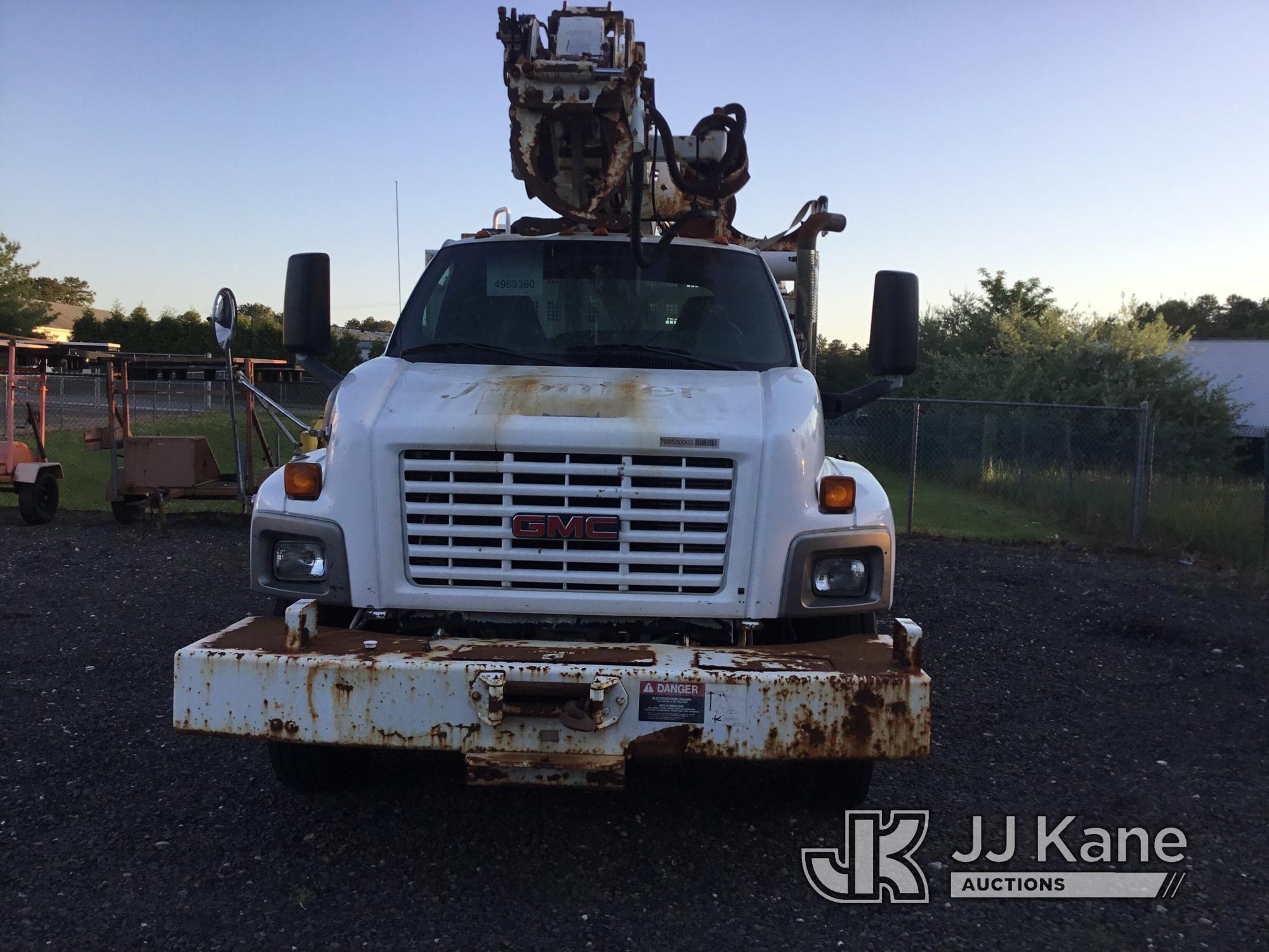 (Berlin Township, NJ) Altec DL45-BR, Digger Derrick rear mounted on 2005 GMC C8500 Flatbed/Utility T
