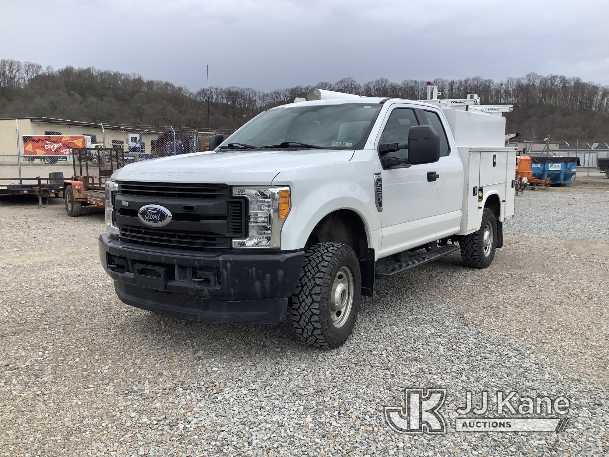 (Smock, PA) 2017 Ford F250 4x4 Enclosed Service Truck Runs & Moves, Rust Damage